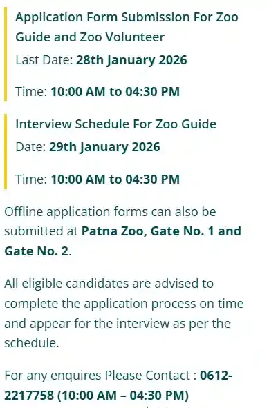Patna Zoo Vacancy 2026