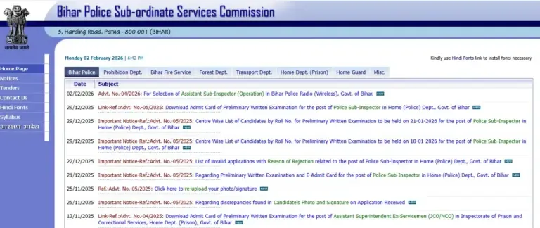 Bihar Police ASI Recruitment 2026